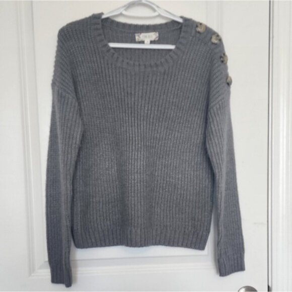 Pink Rose Sweaters - Pink Rose Sweater 4 Button Shoulder Accent Size Small